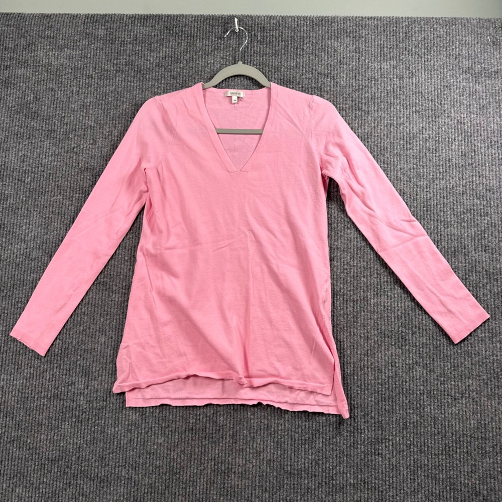Tyler Boe V-Neck Sweater Womens XS Pink Long Sleeve High-Low Rayon Blend Knit